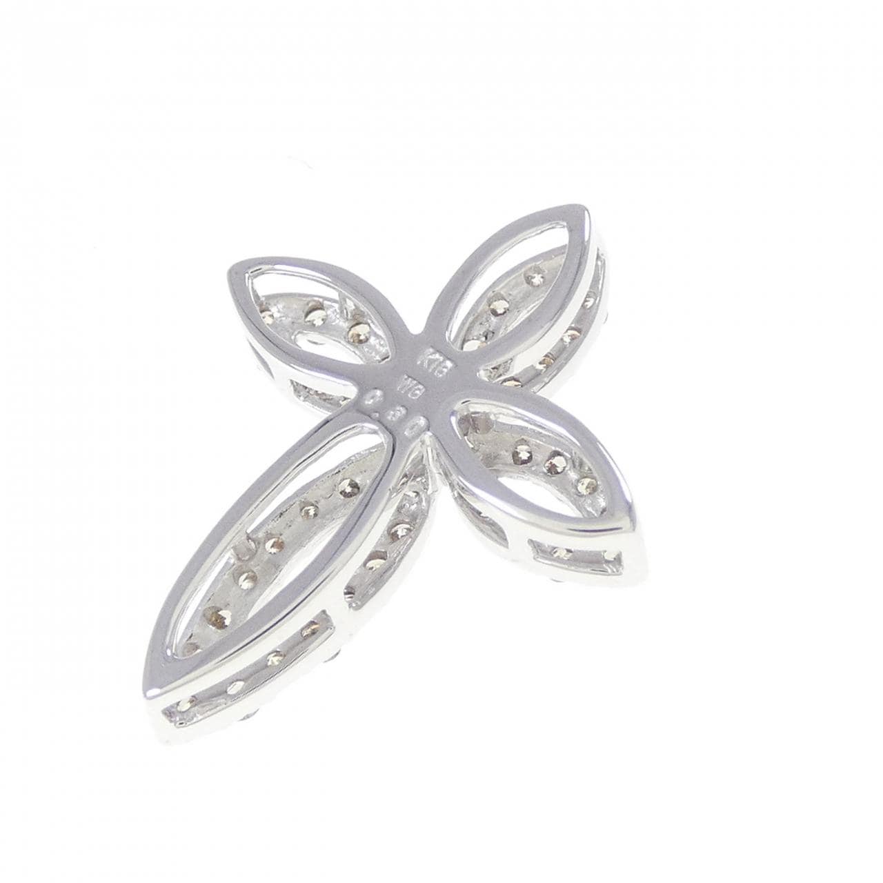 K18WG クロス ダイヤモンド ペンダント 0.30CT