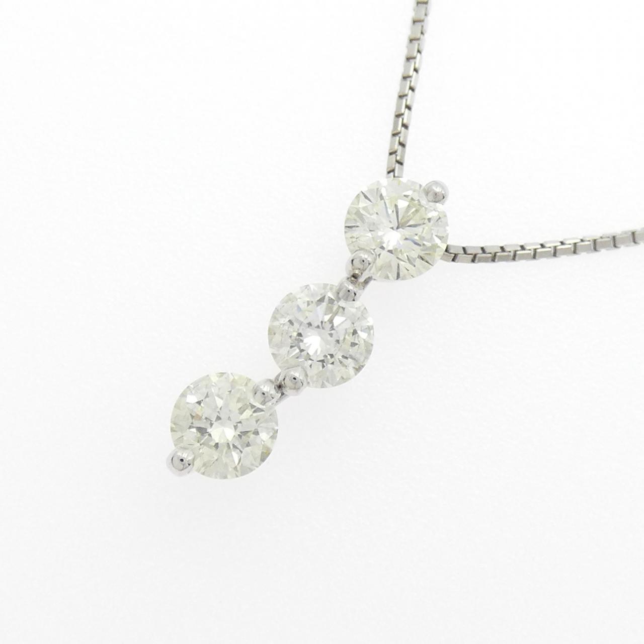 PT900/PT850 スリーストーン ダイヤモンド ネックレス 2.10CT