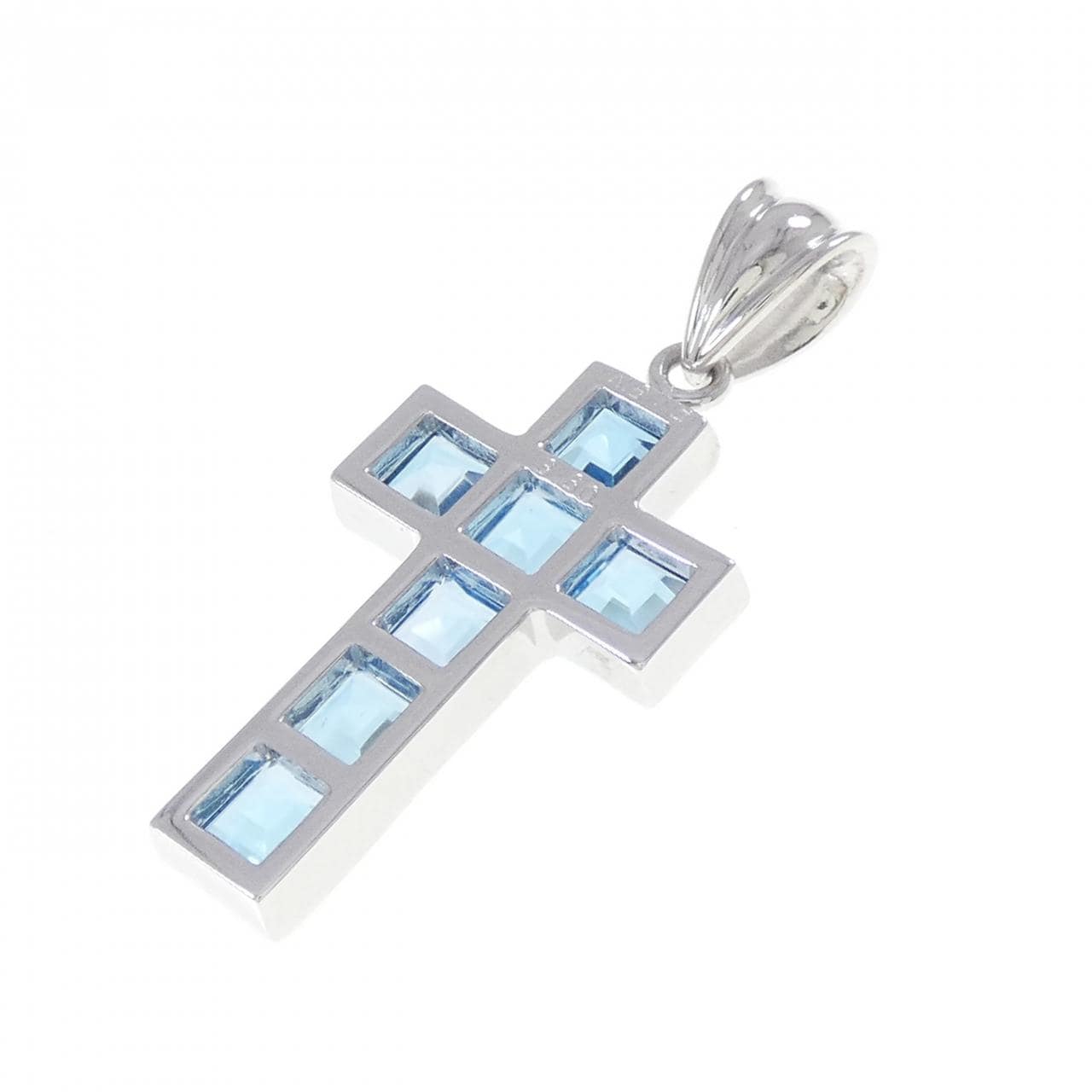 K18WG クロス ブルートパーズ ペンダント 3.30CT