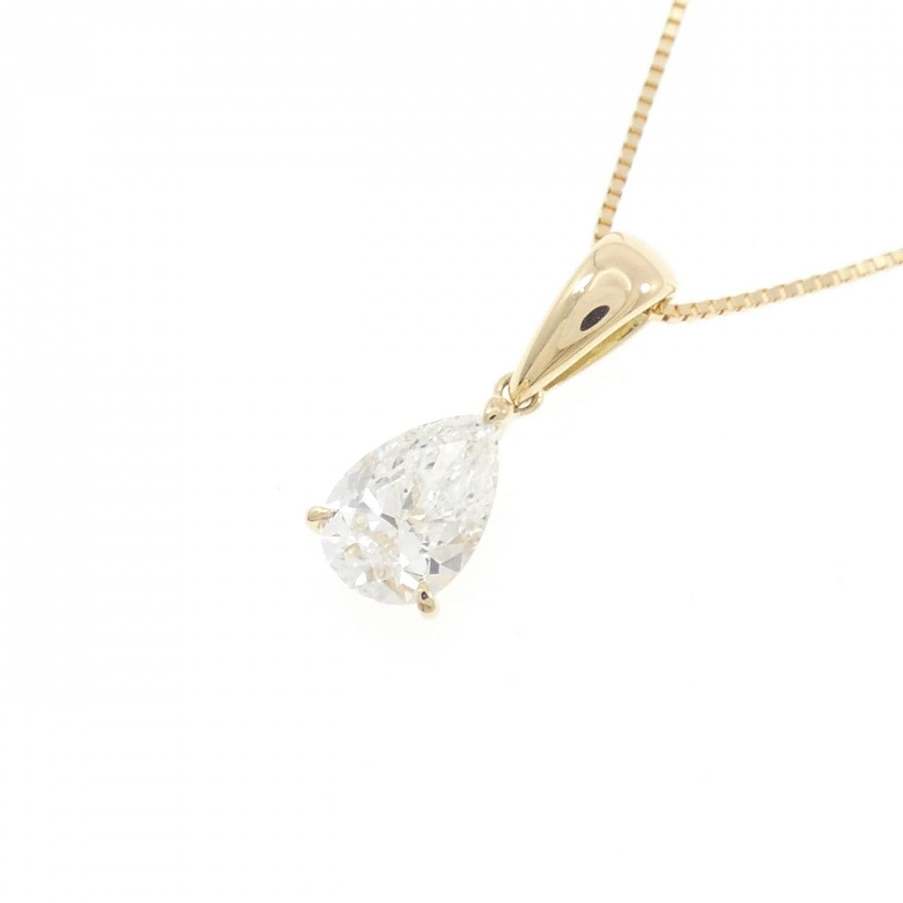 K18YG ダイヤモンド ネックレス 0.701CT F SI1 ペアシェイプ