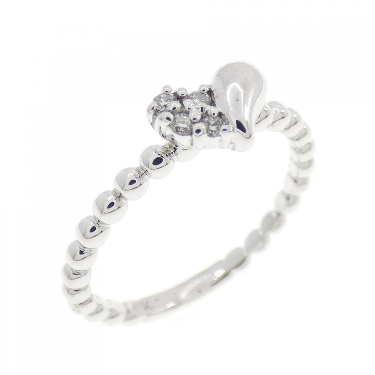 K10WG Heart Diamond Pinky Ring 0.03CT