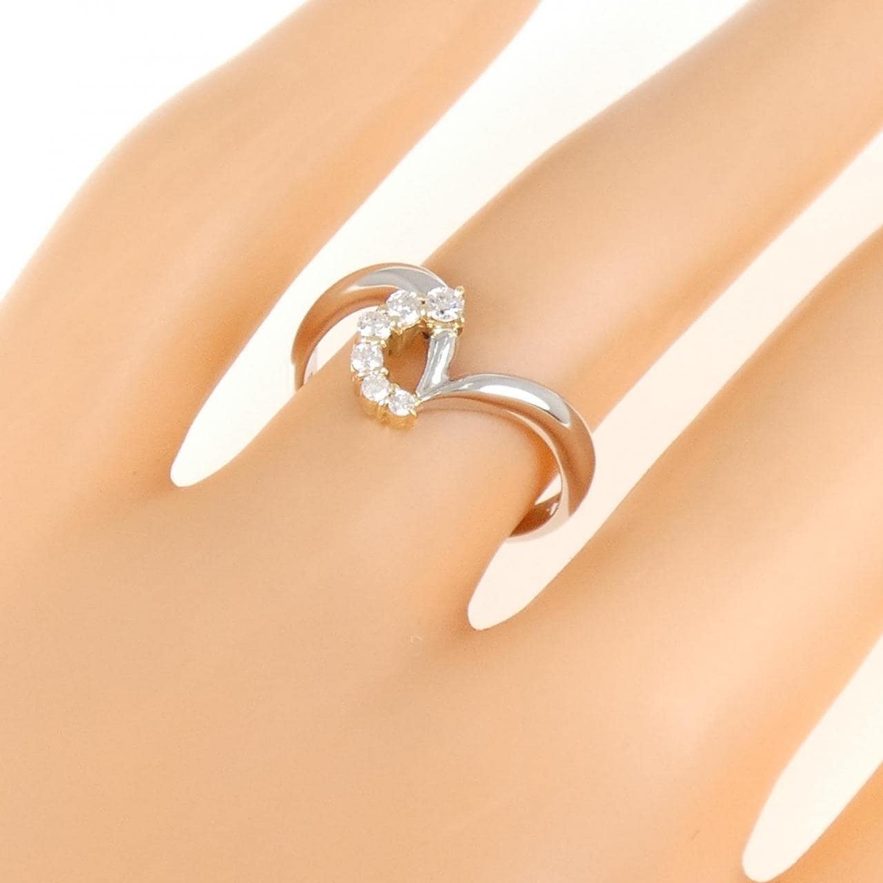 K18YG/PT900钻石戒指 0.13克拉