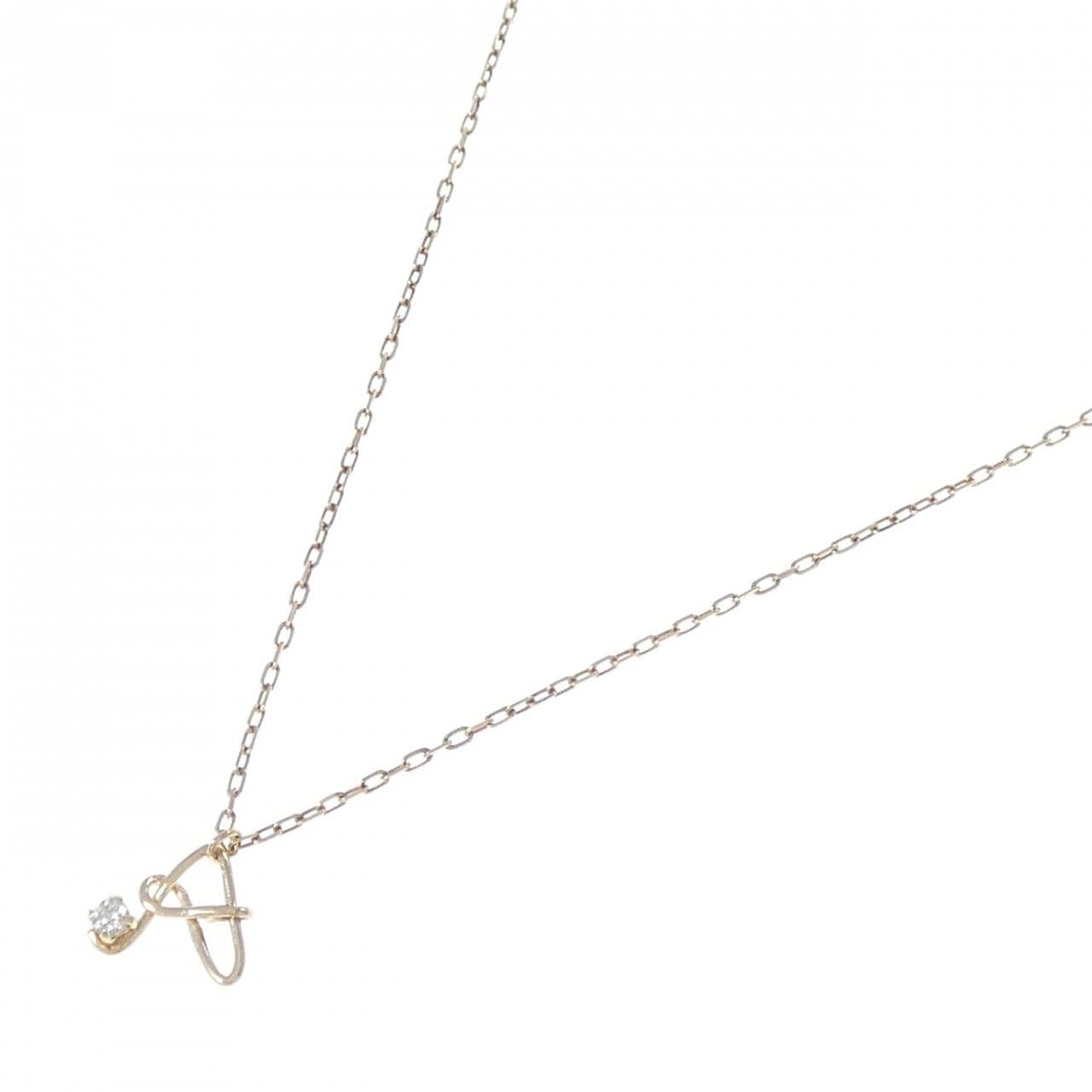 K10YG Initial A Diamond Necklace 0.02CT