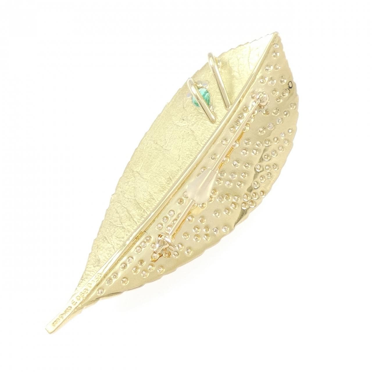 K18YG/PT900 エメラルド ブローチ 0.68CT