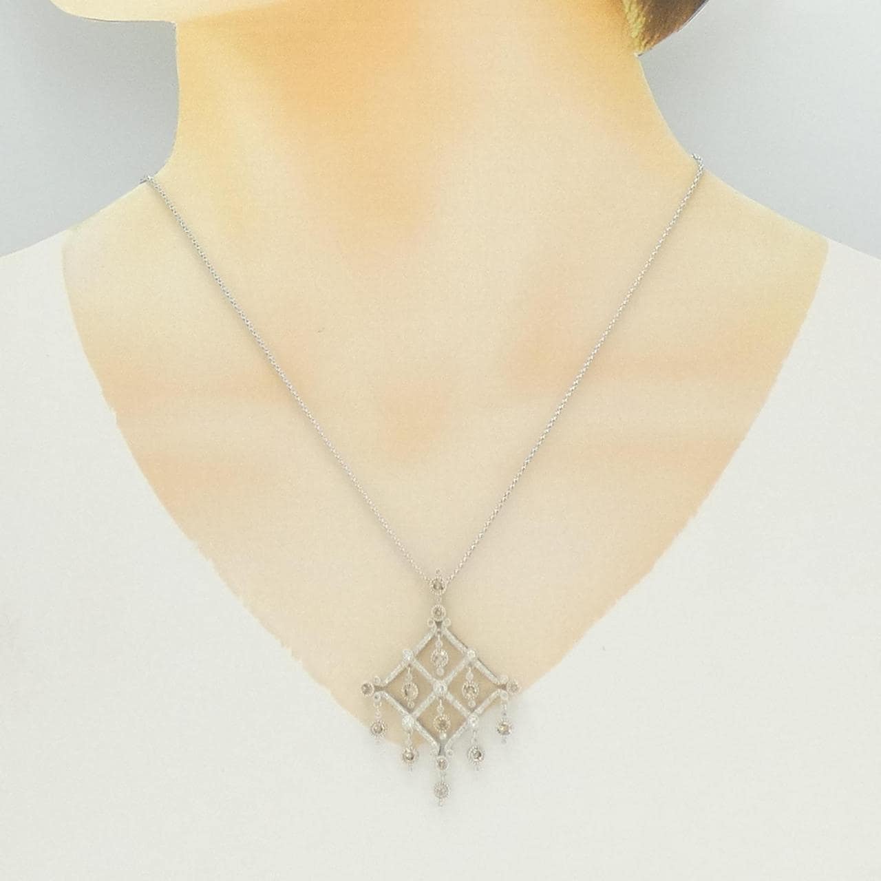 K18WG ダイヤモンド ネックレス 1.20CT