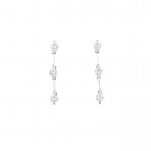 K18WG スリーストーン ダイヤモンド ピアス 0.50CT