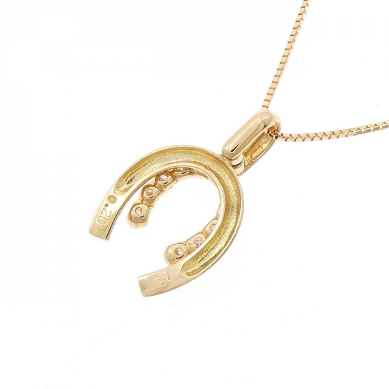 K18YG ホースシュー ダイヤモンド ネックレス 0.20CT