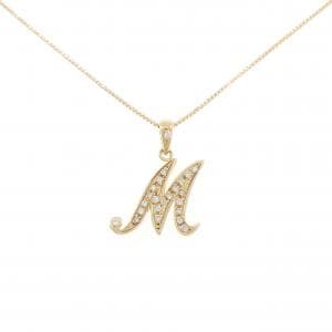 K18YG イニシャルM ダイヤモンド ネックレス 0.10CT