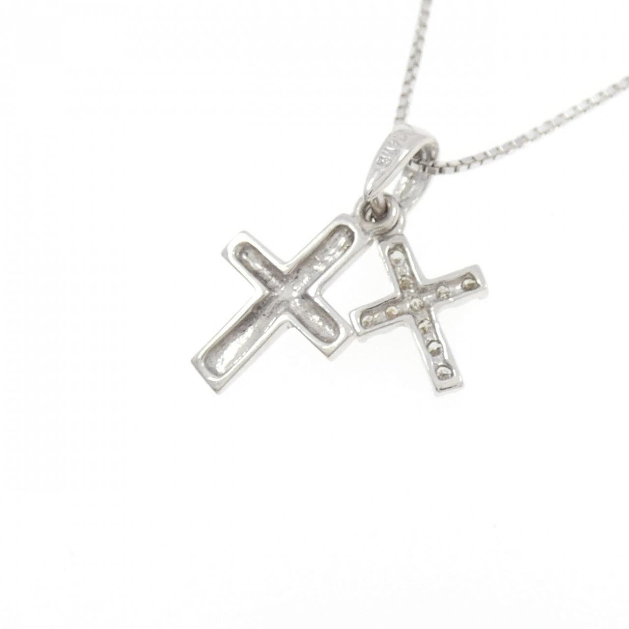K14WG/K10WG クロス ダイヤモンド ネックレス