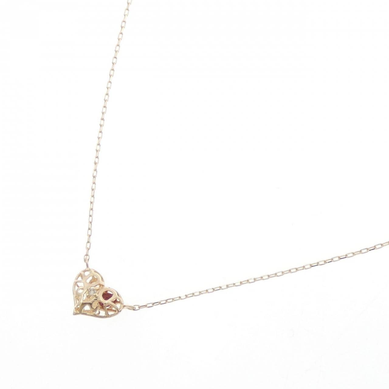 K10YG ハート ガーネット ネックレス