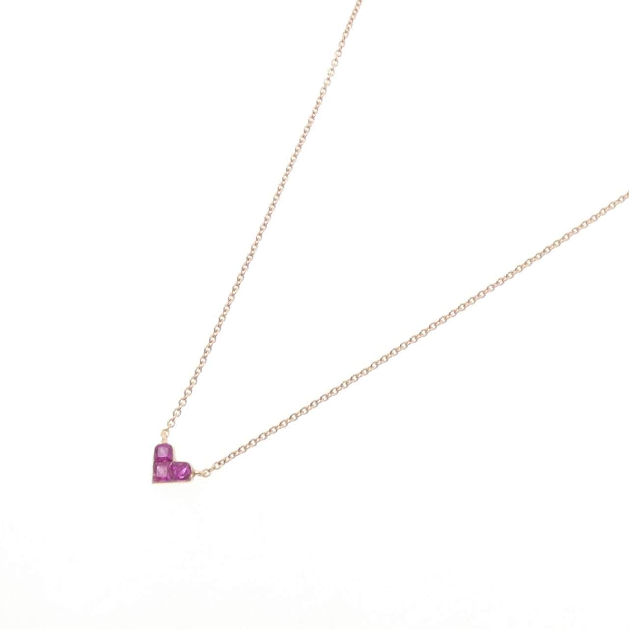 K18PG ハート ルビー ネックレス 0.35CT