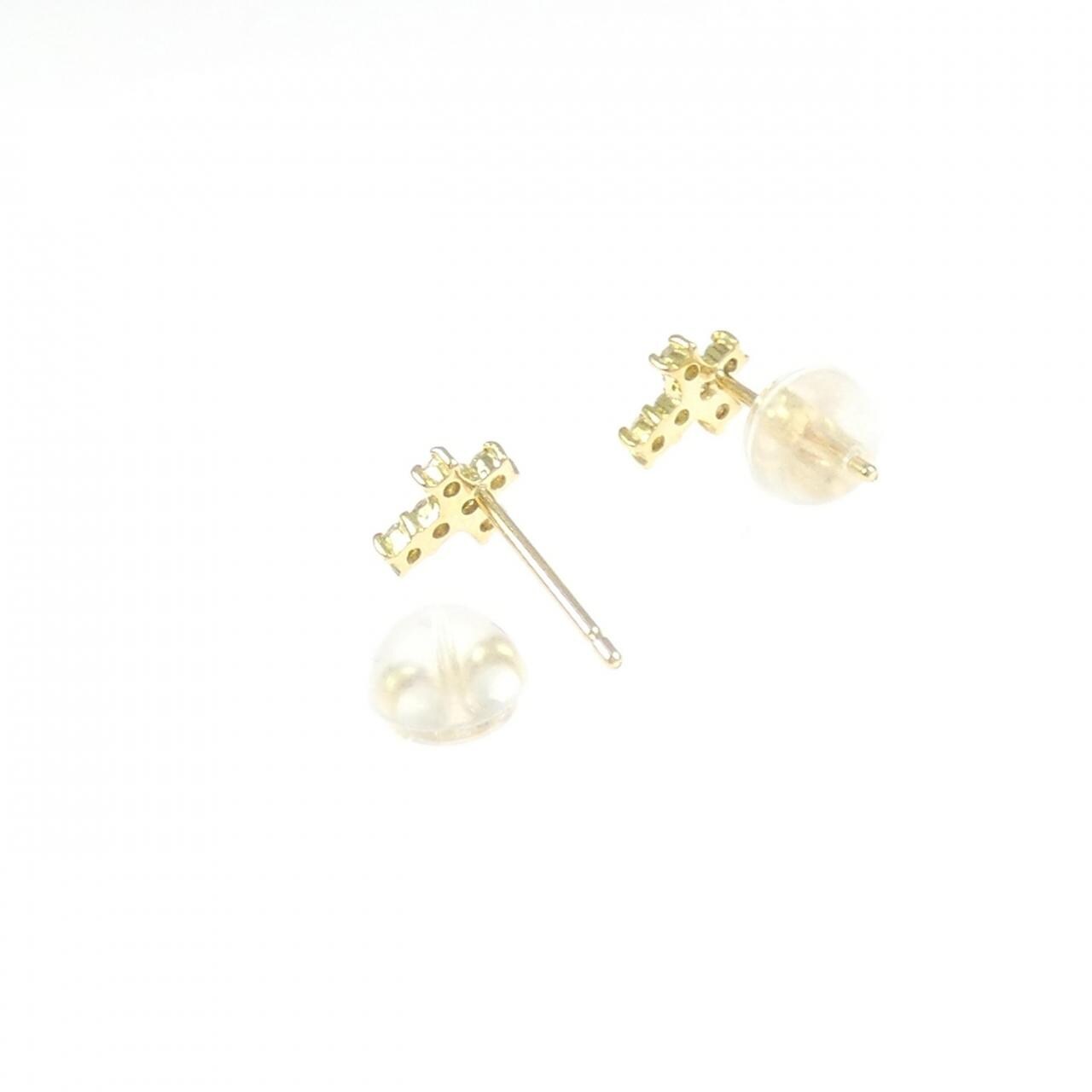 K18YG クロス ダイヤモンド ピアス 0.12CT