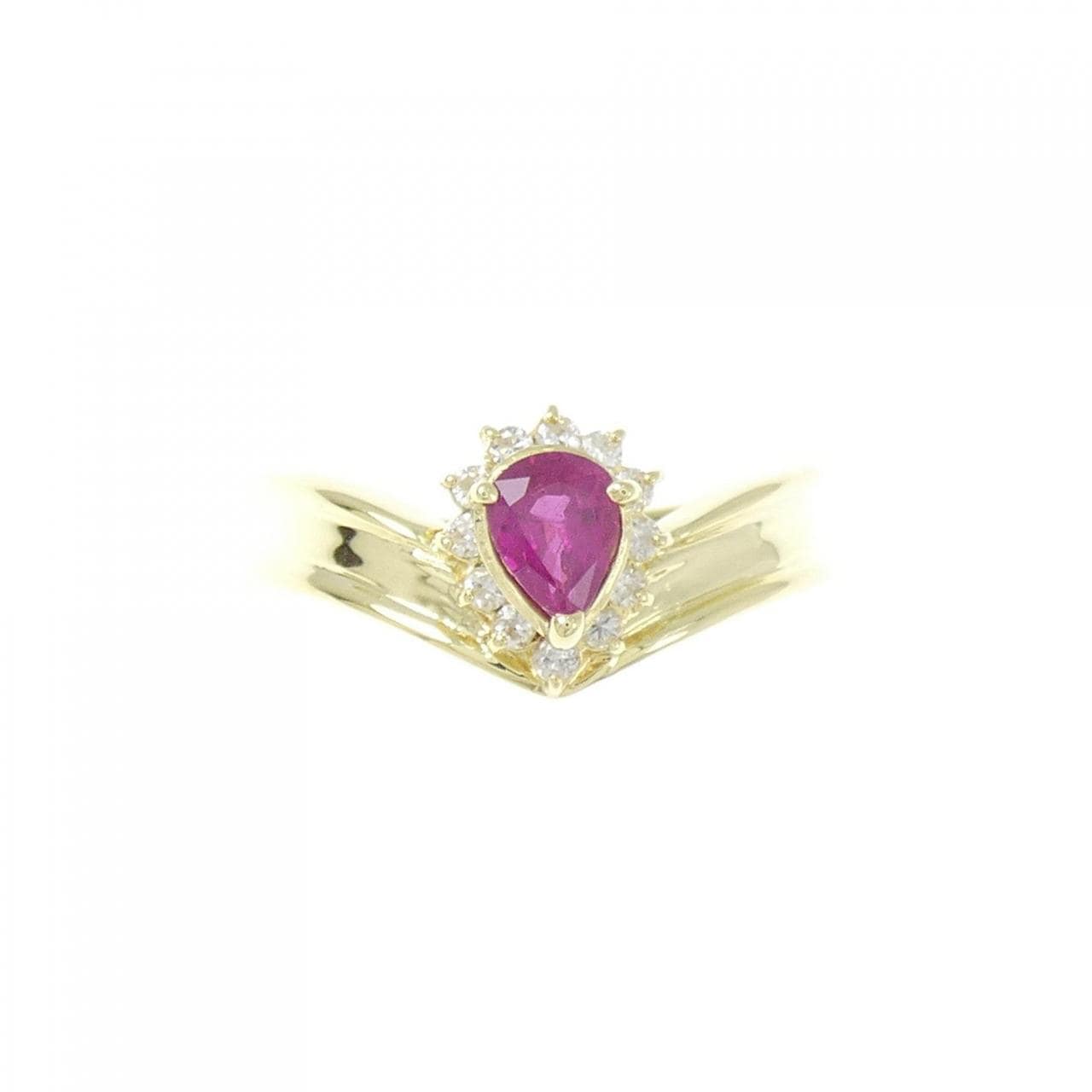 K18YG ルビー リング 0.37CT