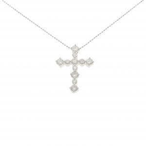 K18WG クロス ダイヤモンド ネックレス 1.25CT