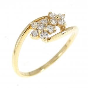 【新品】K18YG フラワー ダイヤモンド リング 0.20CT