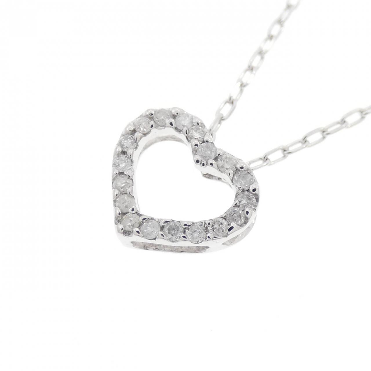K18WG ハート ダイヤモンド ネックレス 0.10CT