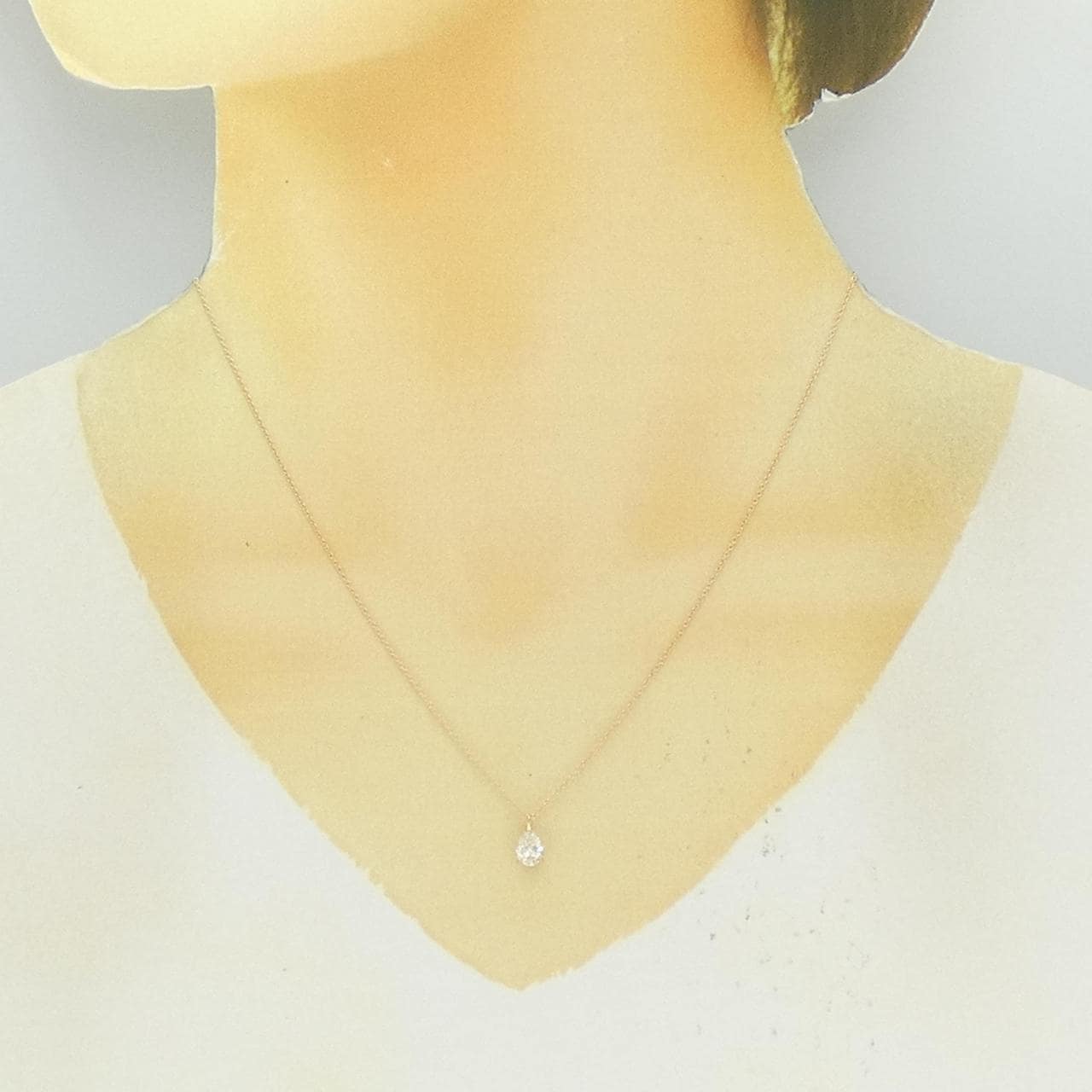 【リメイク】K18PG ダイヤモンド ネックレス 0.529CT J SI2 ペアシェイプ