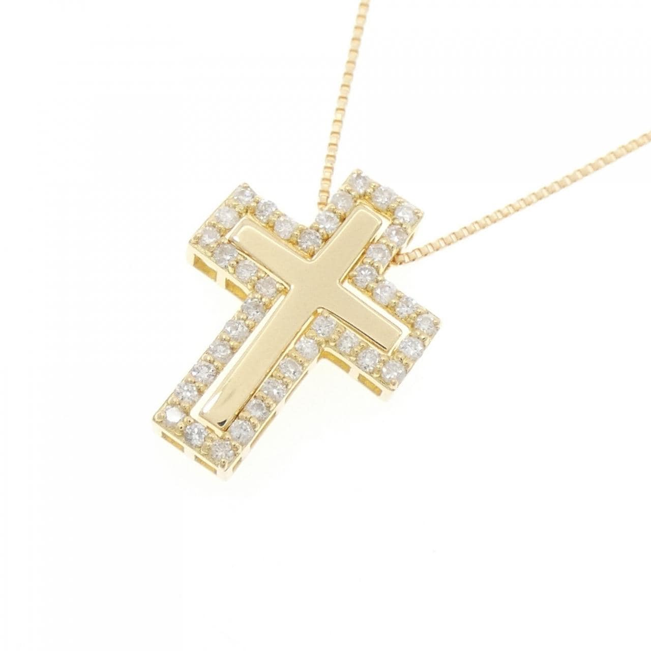 K18YG 2WAY クロス ダイヤモンド ネックレス 0.25CT