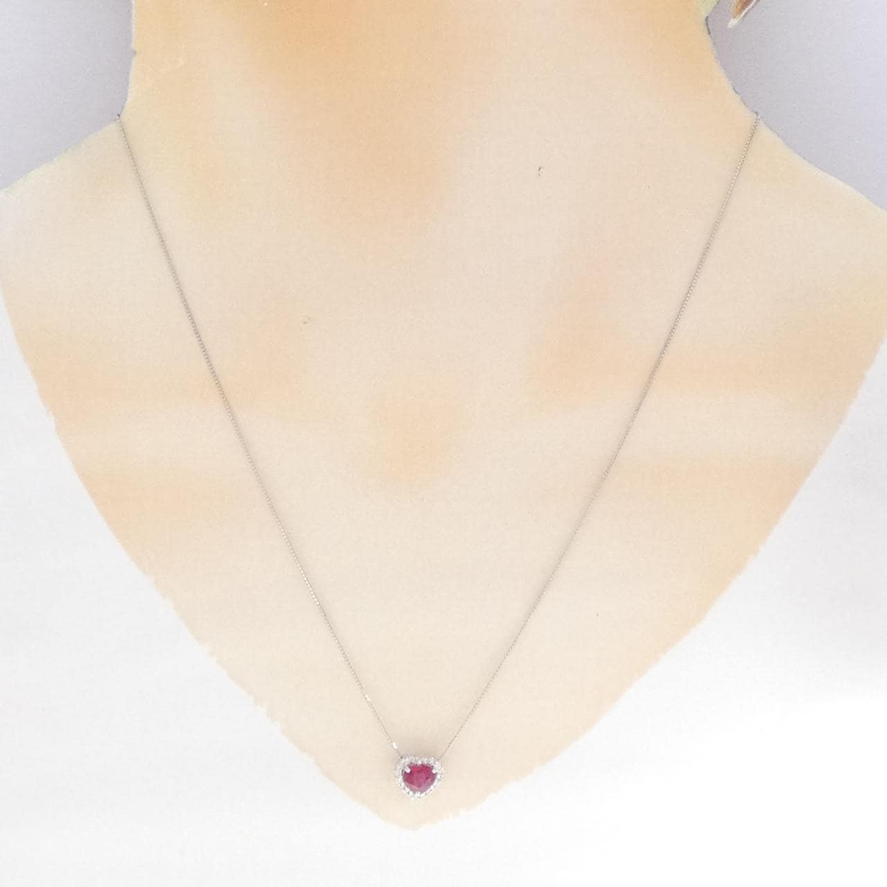 PT900/PT850 ハート ルビー ネックレス 0.51CT