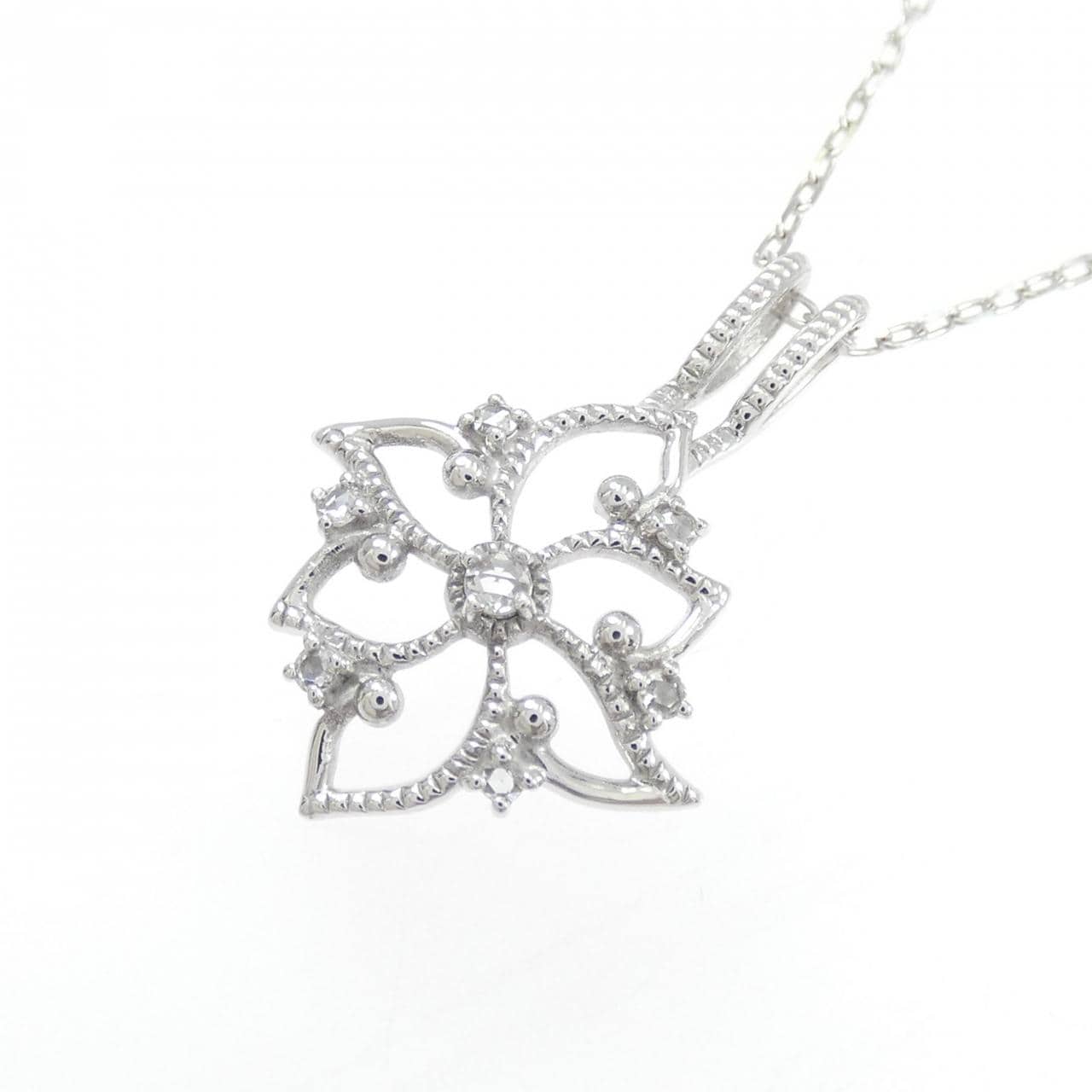 K18WG ダイヤモンド ネックレス 0.05CT