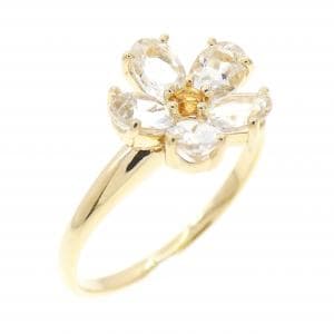 K18YG フラワー シトリン リング