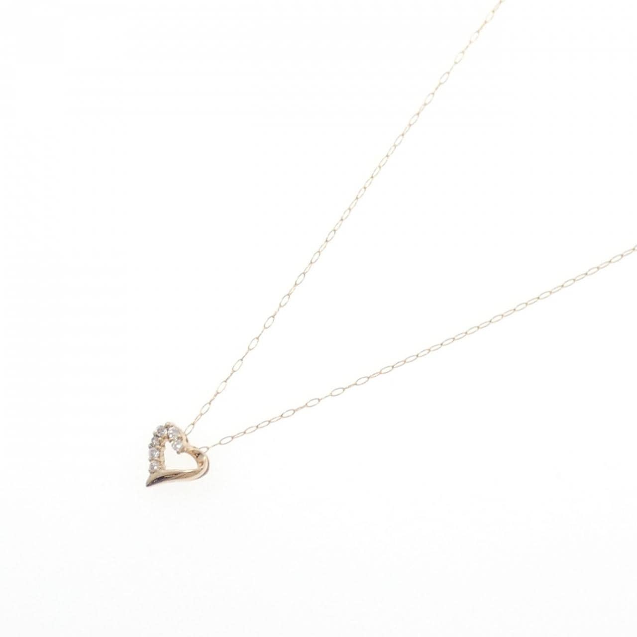 K18PG ハート ダイヤモンド ネックレス 0.05CT