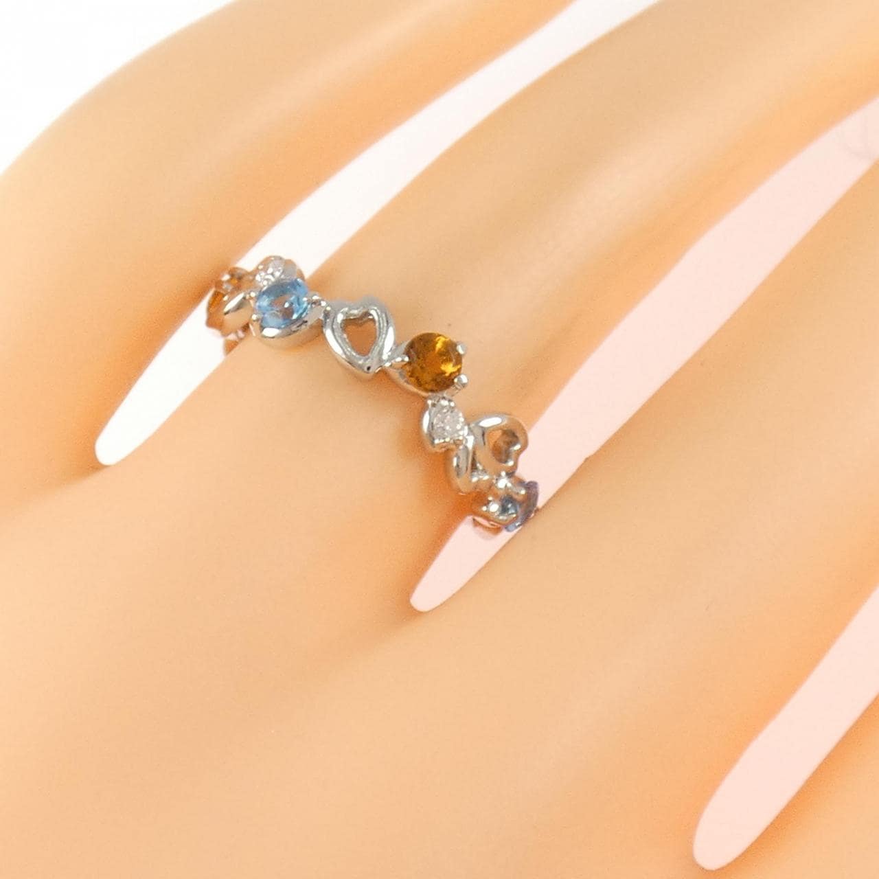 PT950 カラーストーン リング