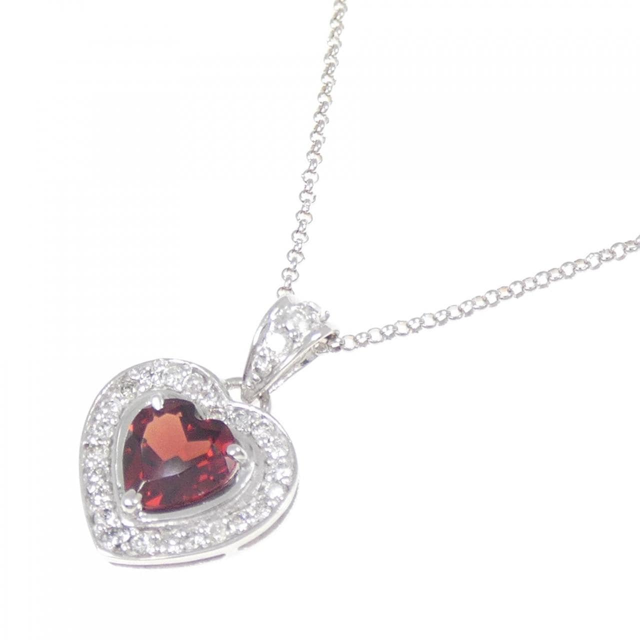 K18WG ハート ガーネット ネックレス 0.87CT