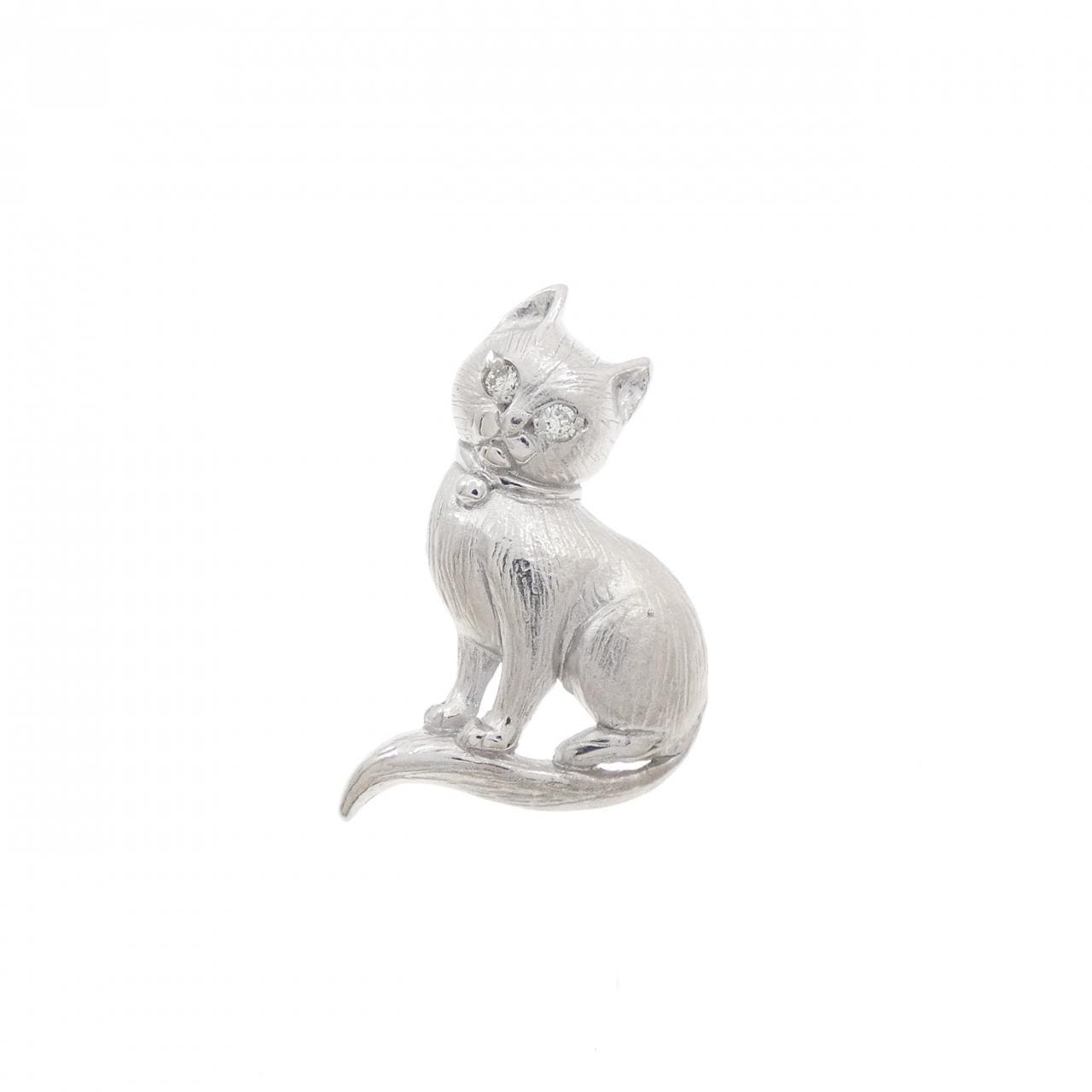 K18WG キャット ダイヤモンド ブローチ 0.01CT