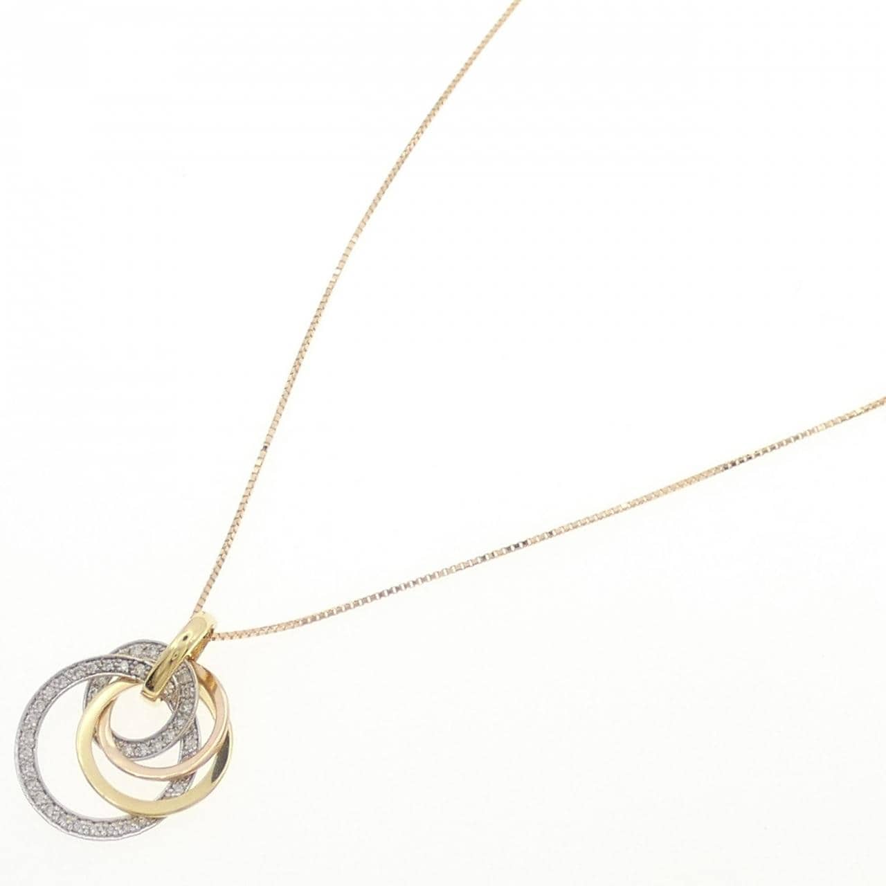 K18YG/PT900/K18PG ダイヤモンド ネックレス 0.41CT