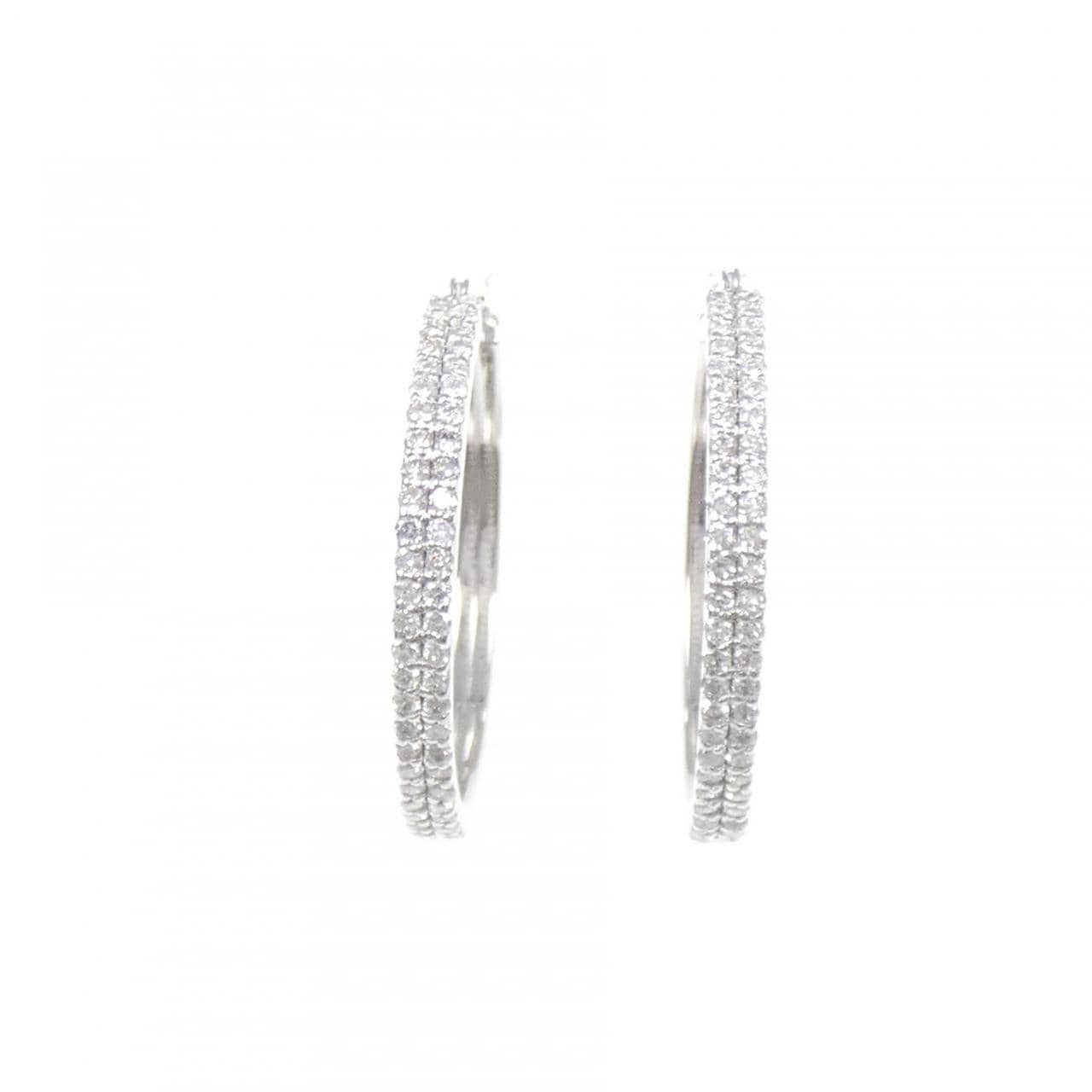 K18WG ダイヤモンド フープ ピアス 0.72CT