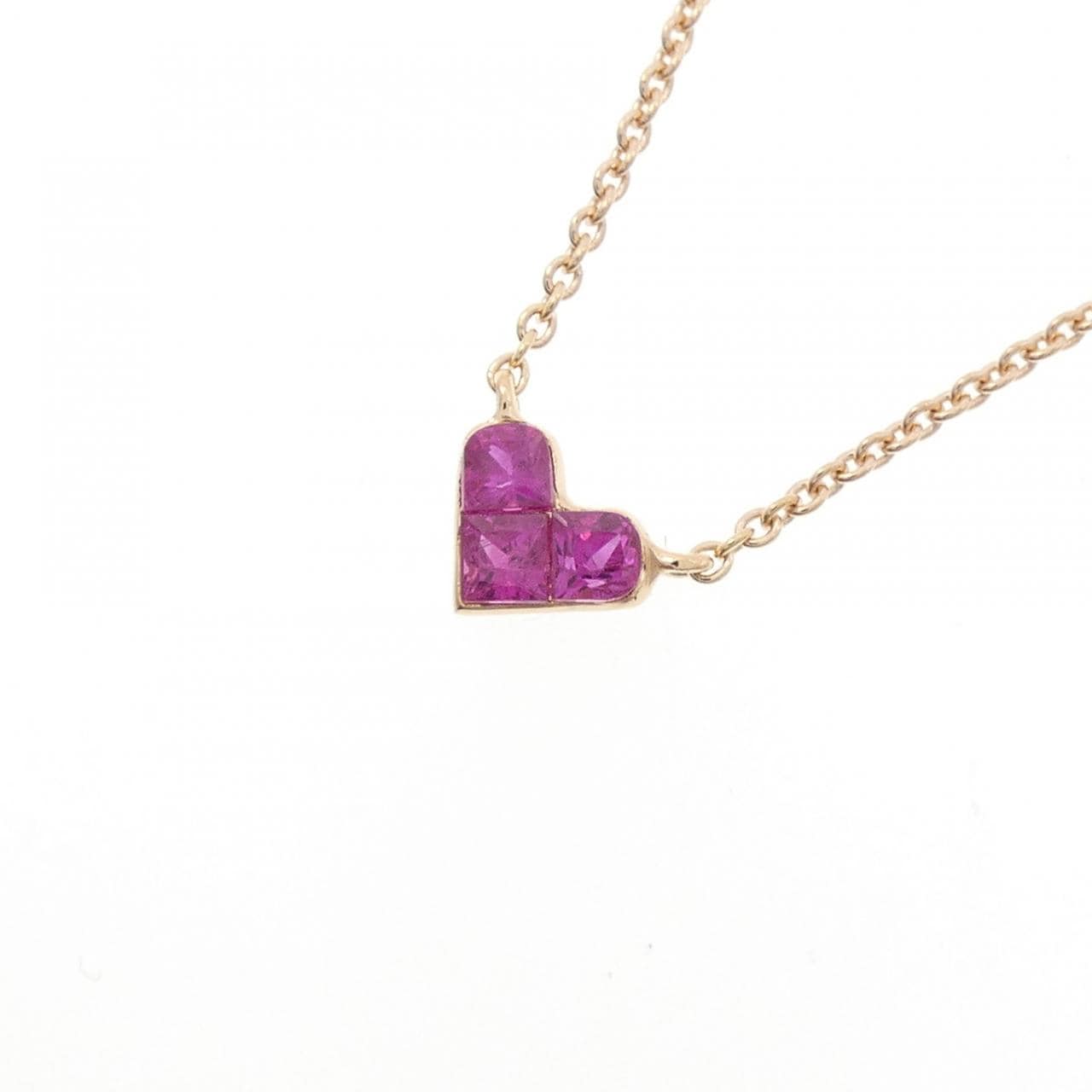 K18PG ハート ルビー ネックレス 0.35CT