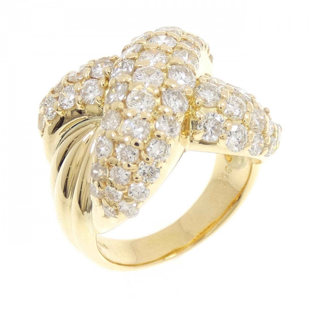 K18YG パヴェ ダイヤモンド リング 3.08CT
