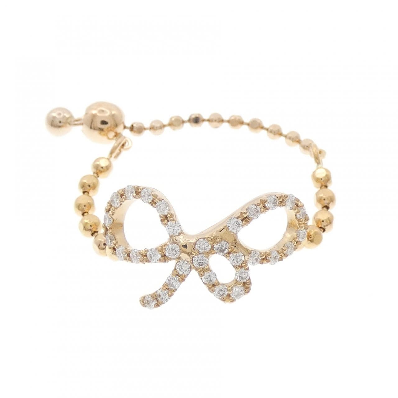 K18PG リボン ダイヤモンド リング 0.19CT