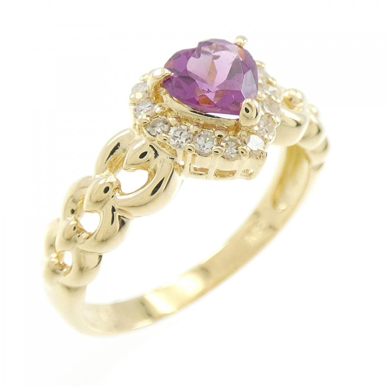 K18YG heart Garnet ring
