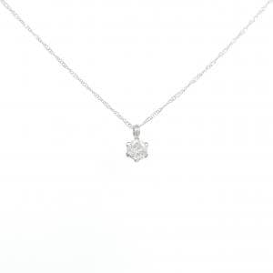 K18WG/750WG ソリティア ダイヤモンド ネックレス 0.2CT