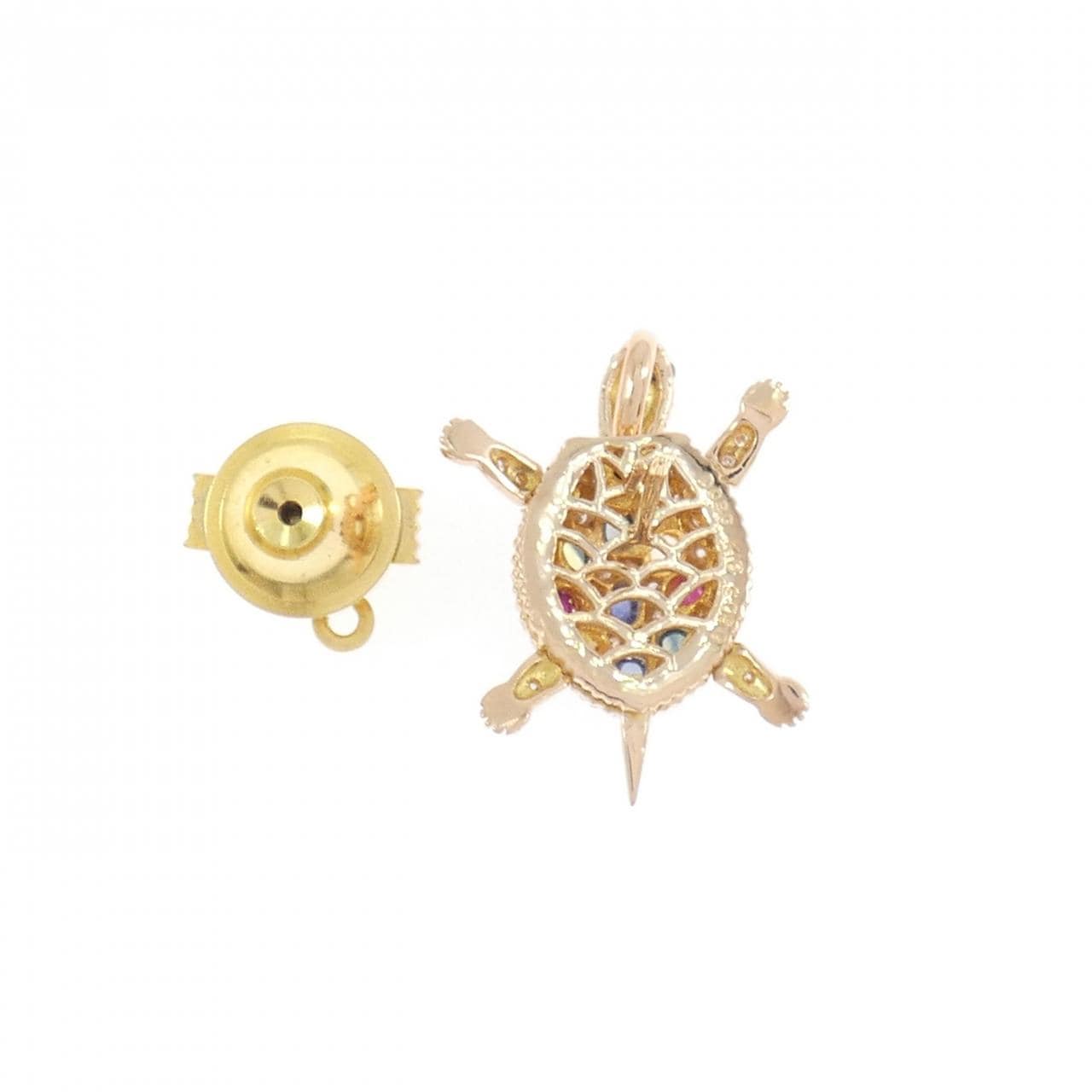 K18PG/K18YG タートル サファイヤ ブローチ 0.50CT