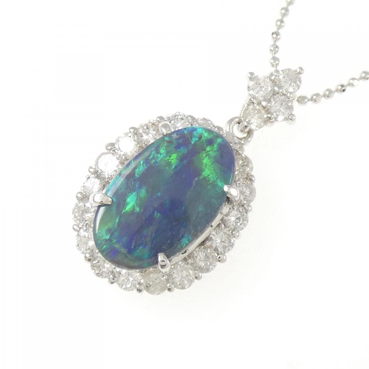 K18WG ブラックオパール ネックレス 2.04CT