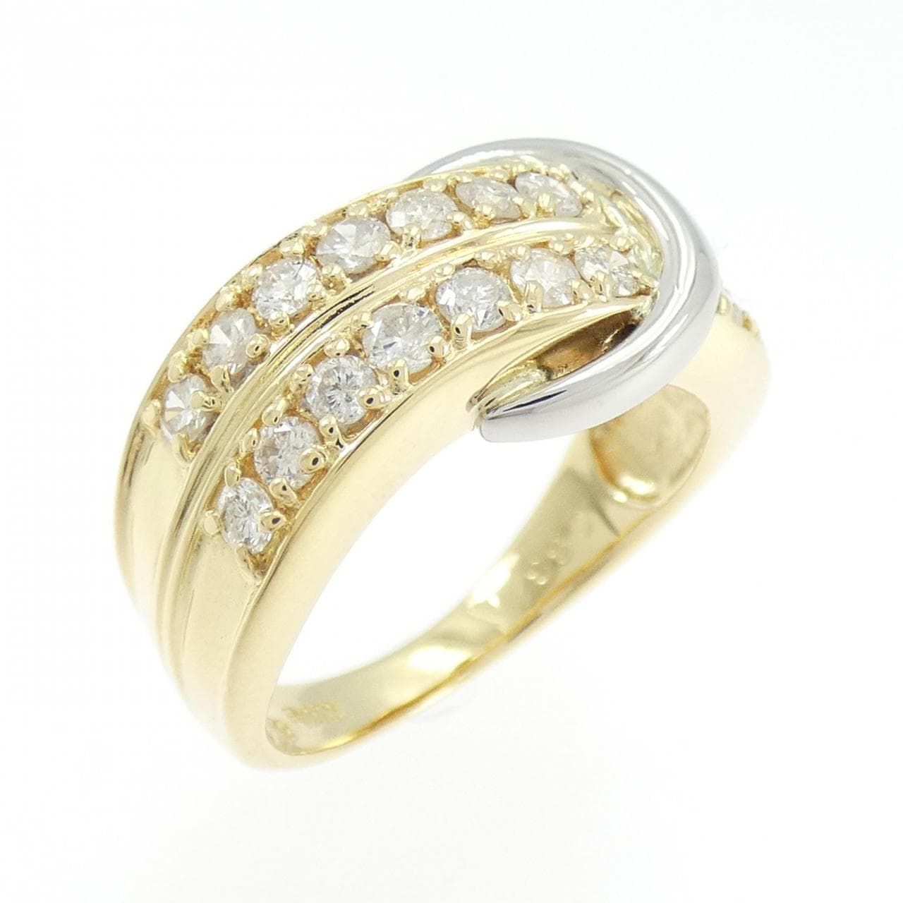 K18YG/PT850 ダイヤモンド リング 0.63CT