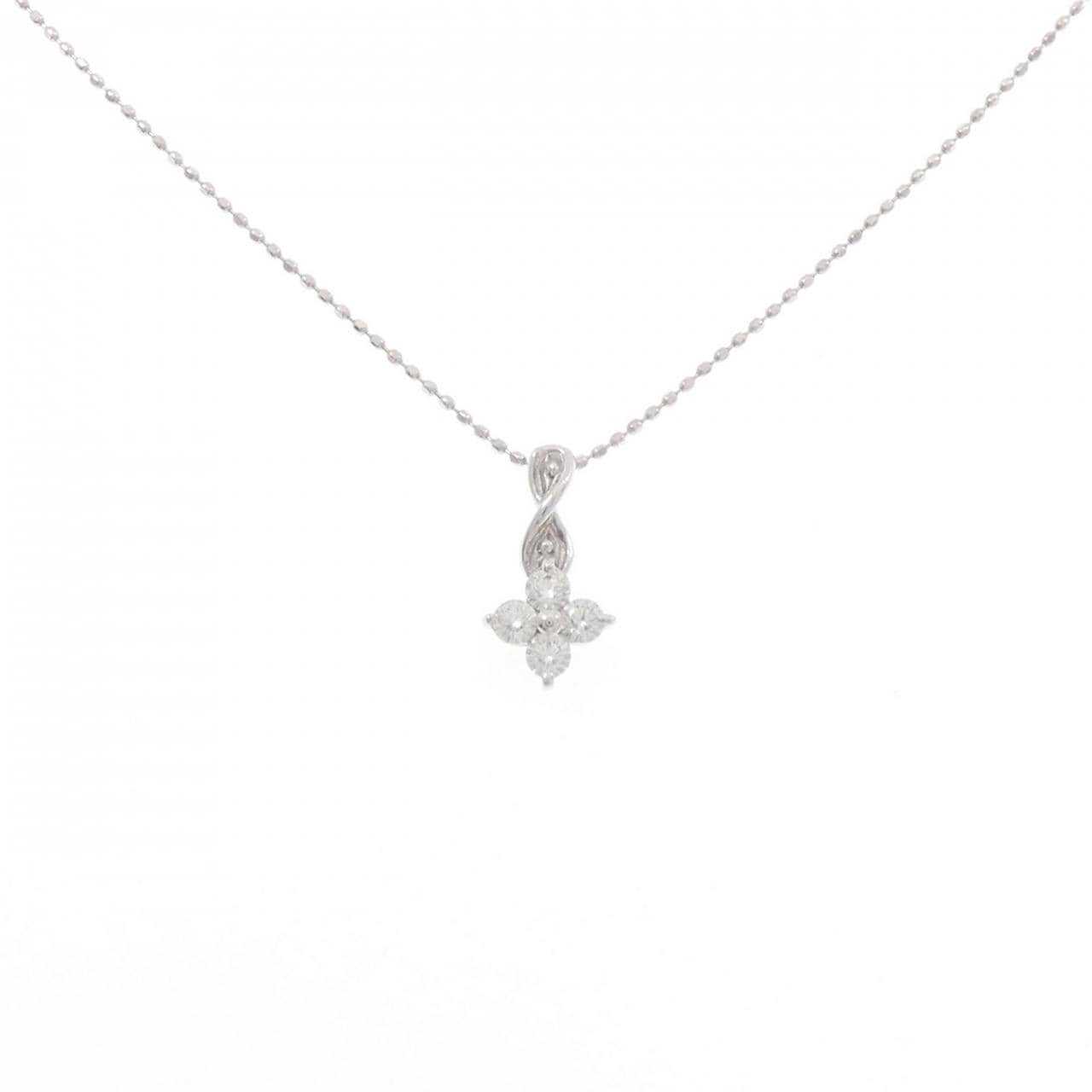 K18WG フラワー ダイヤモンド ネックレス 0.20CT