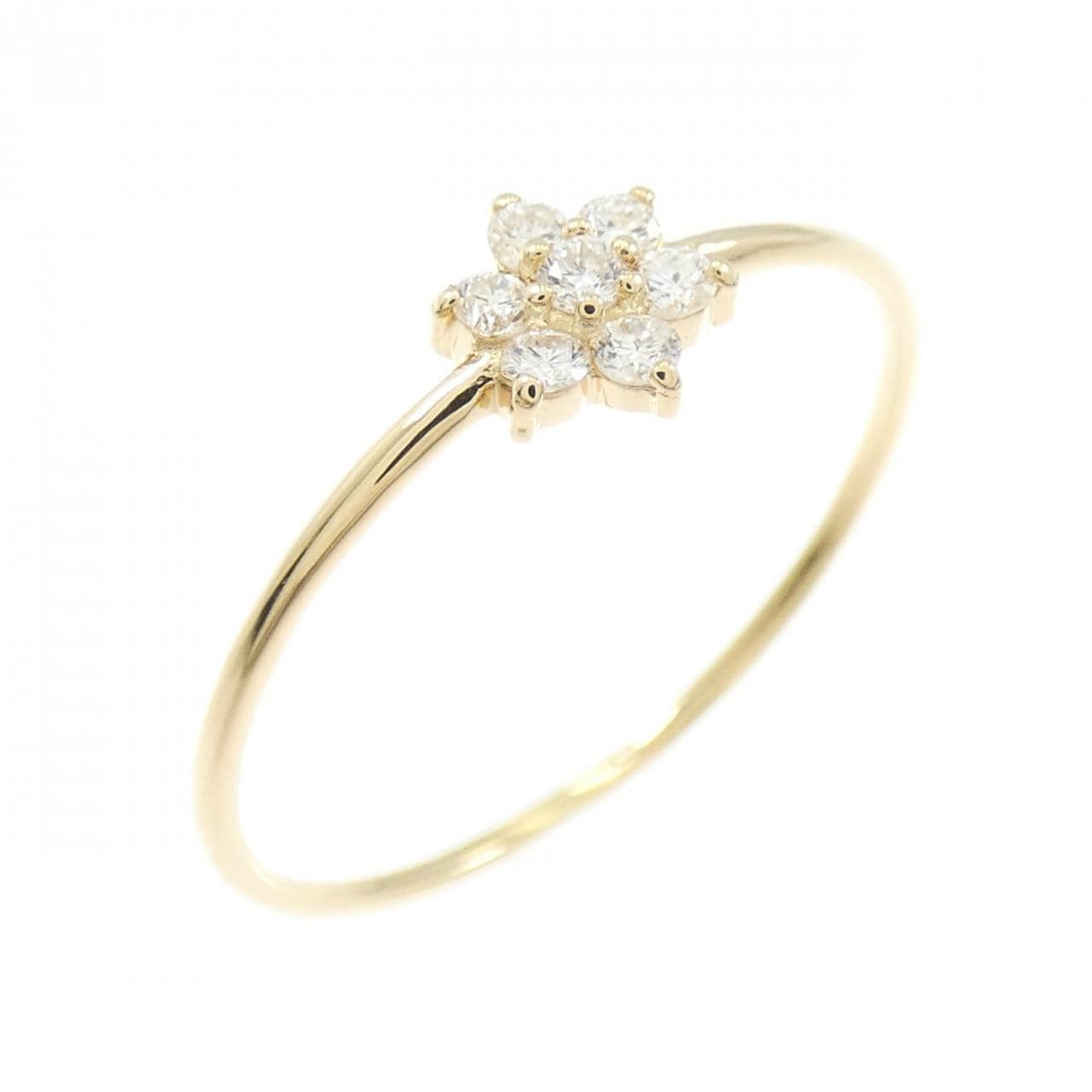 【リメイク】K18YG フラワー ダイヤモンド リング 0.10CT