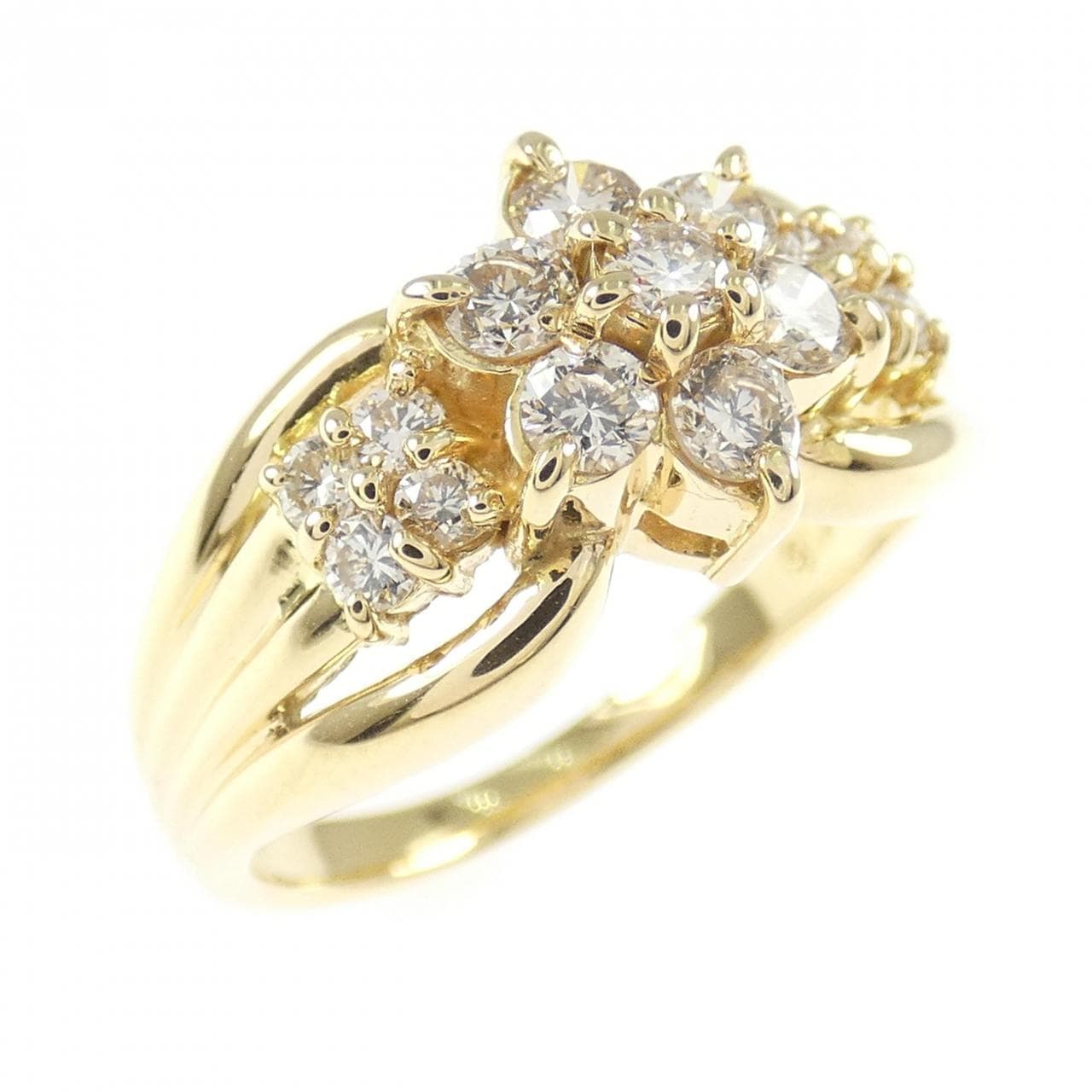 K18YG フラワー ダイヤモンド リング 0.50CT