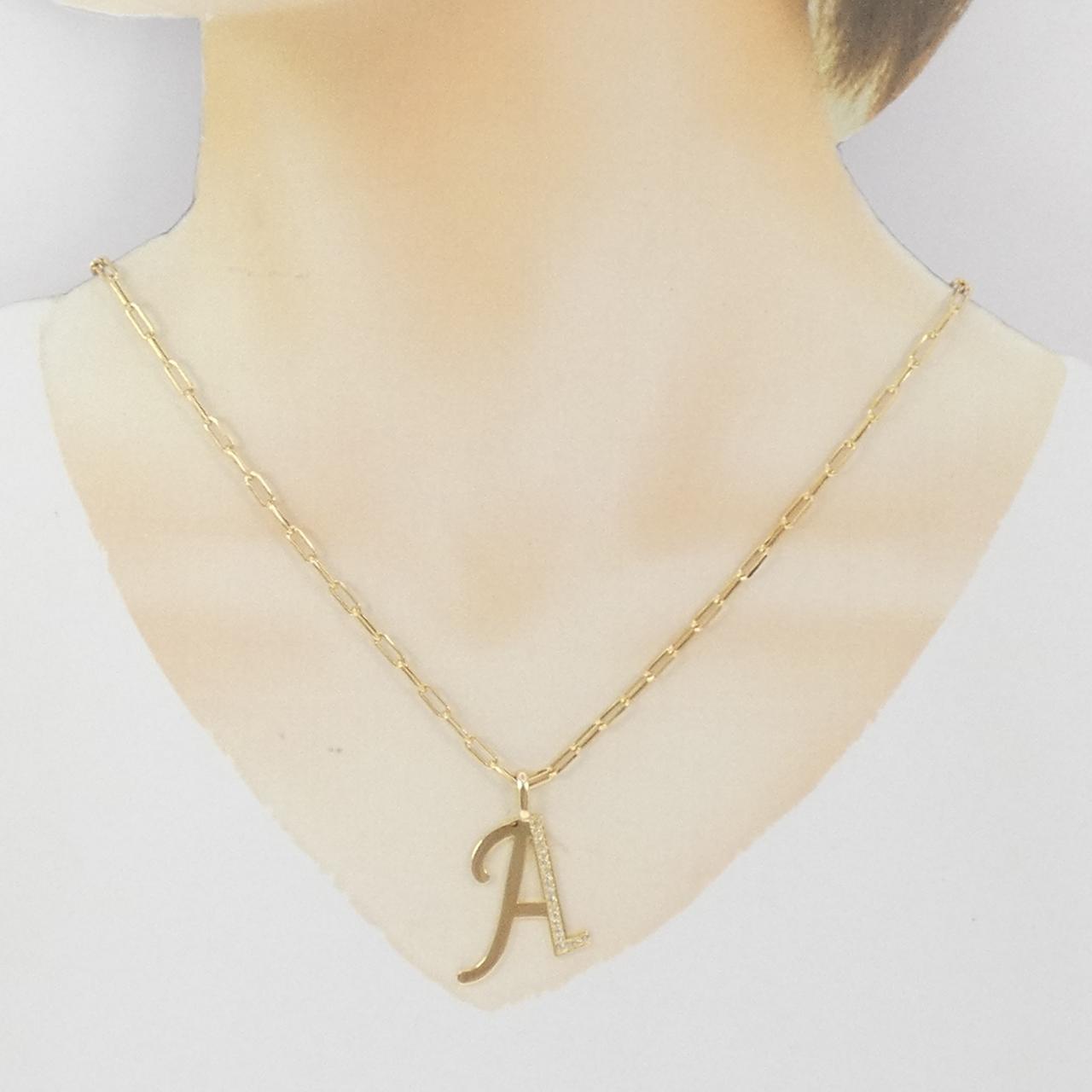 K18YG イニシャルA ダイヤモンド ネックレス 0.13CT
