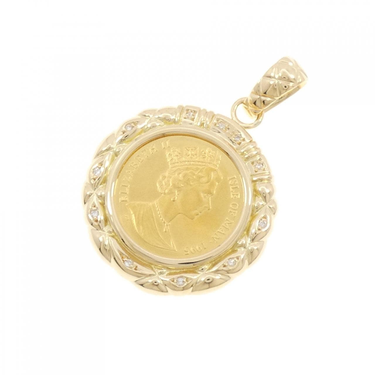 K18YG (frame) Diamond coin pendant