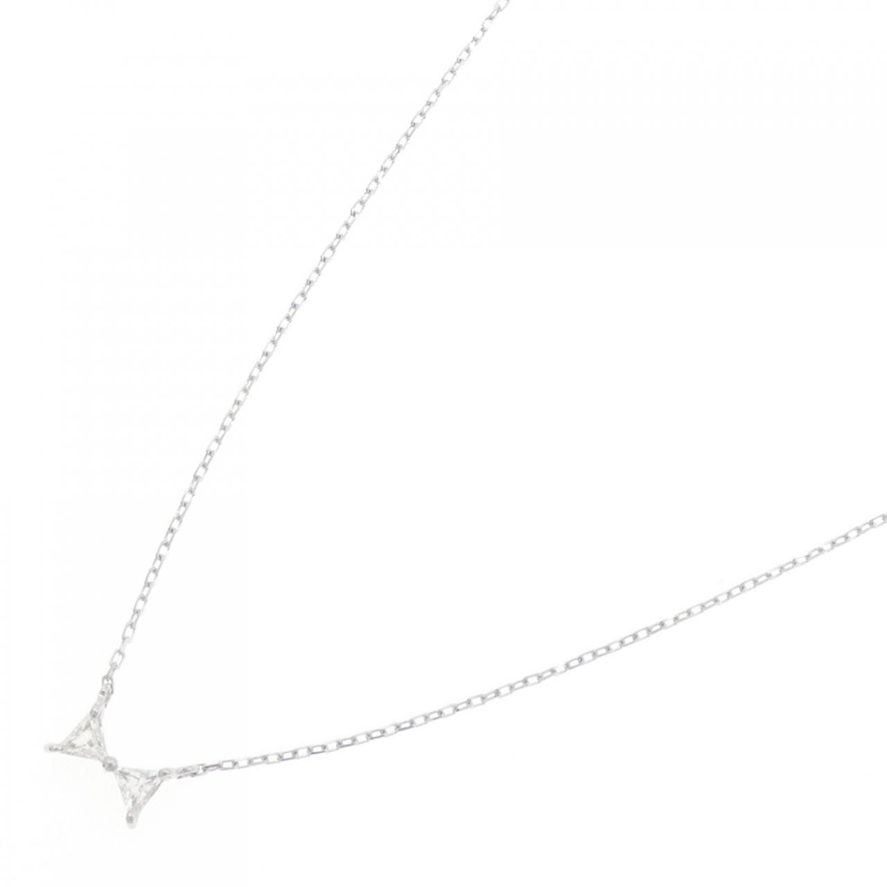 K18WG リボン ダイヤモンド ネックレス 0.20CT