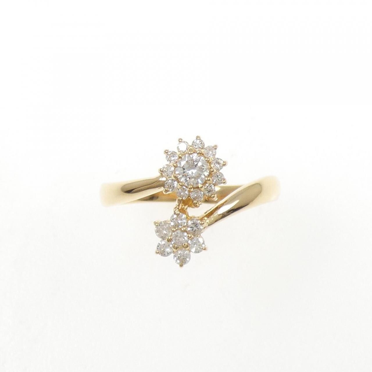 K18YG花朵钻石戒指0.28CT