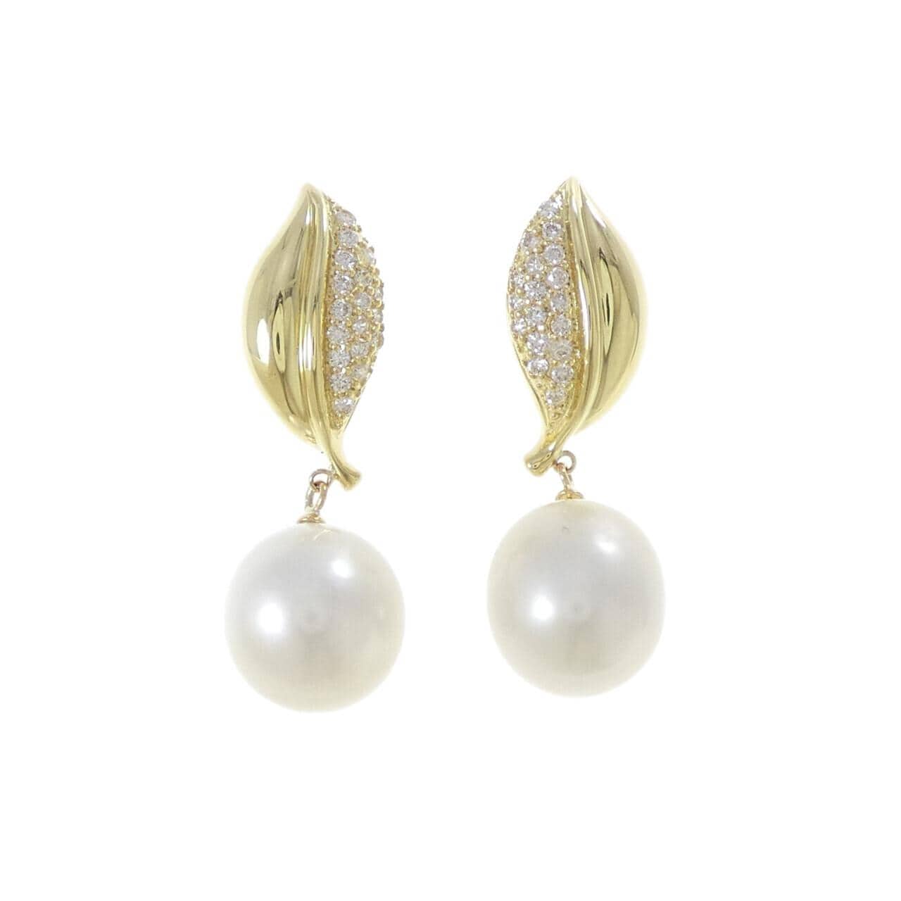 K18YG 白蝶パール ピアス 11.3mm