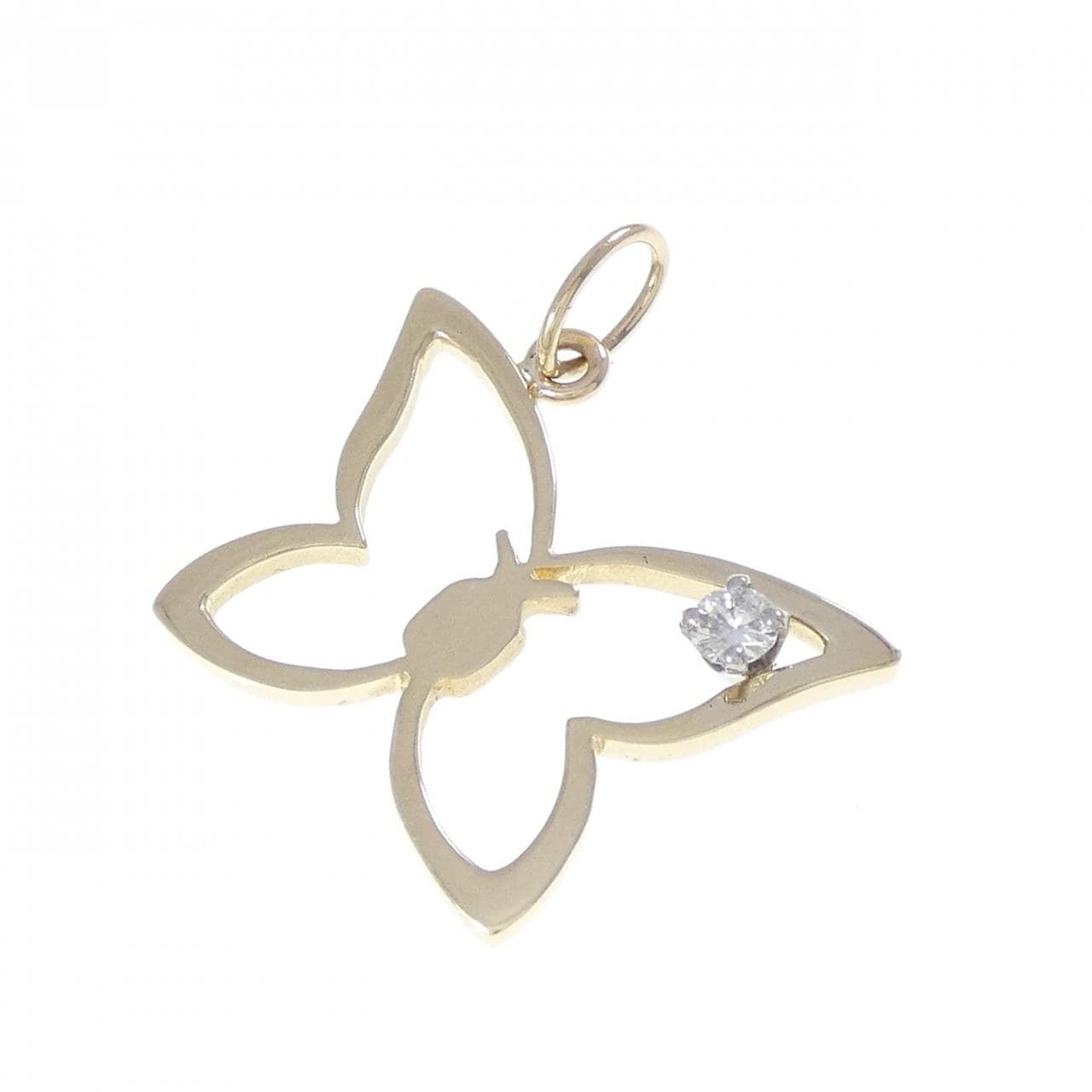 14KYG/14KWG バタフライ ダイヤモンド ペンダント