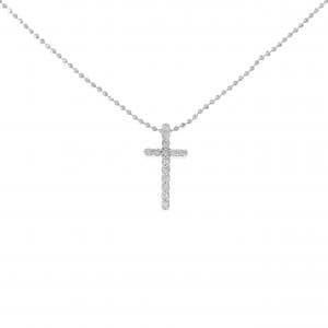 K18WG クロス ダイヤモンド ネックレス 0.12CT