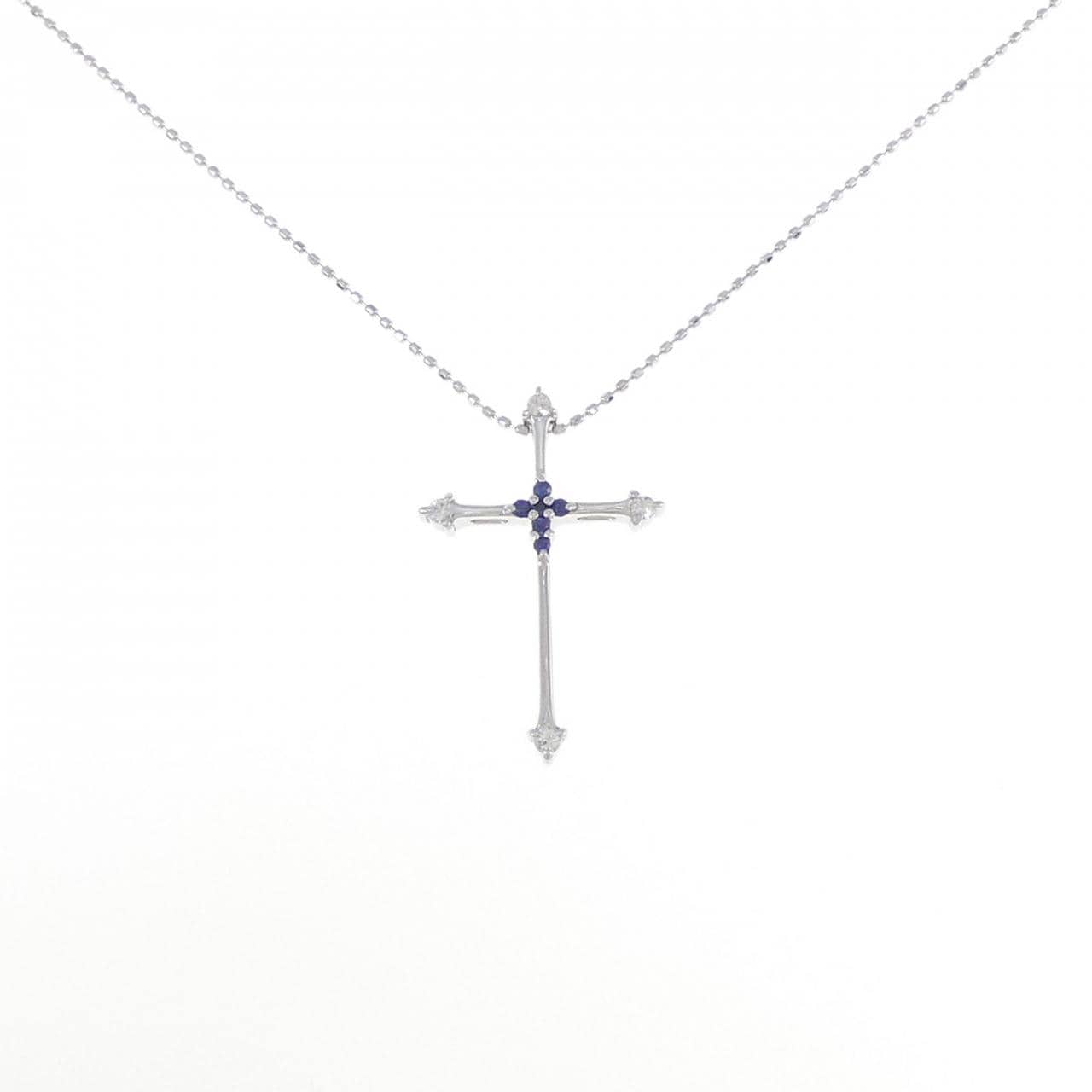 K10WG/K18WG Cross Sapphire Necklace
